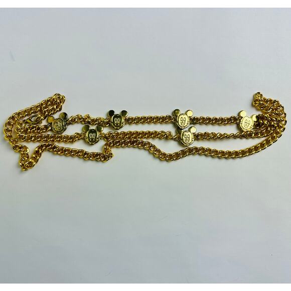 Vintage Mickey Mouse Disney Adjustable Chain Belt Glentex New York Gold Tone 42" - Picture 15 of 16